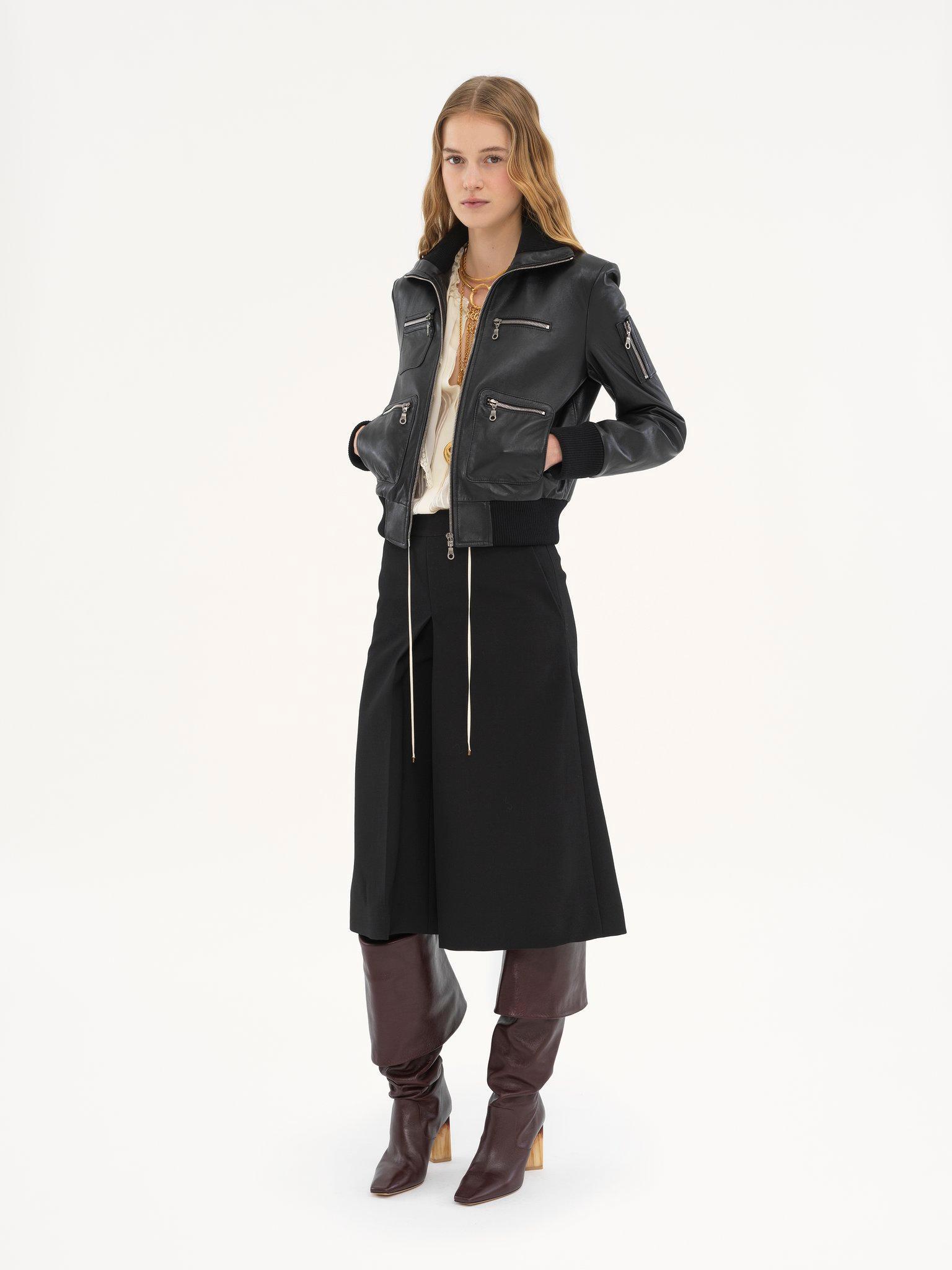 Short blouson in leather Product Image