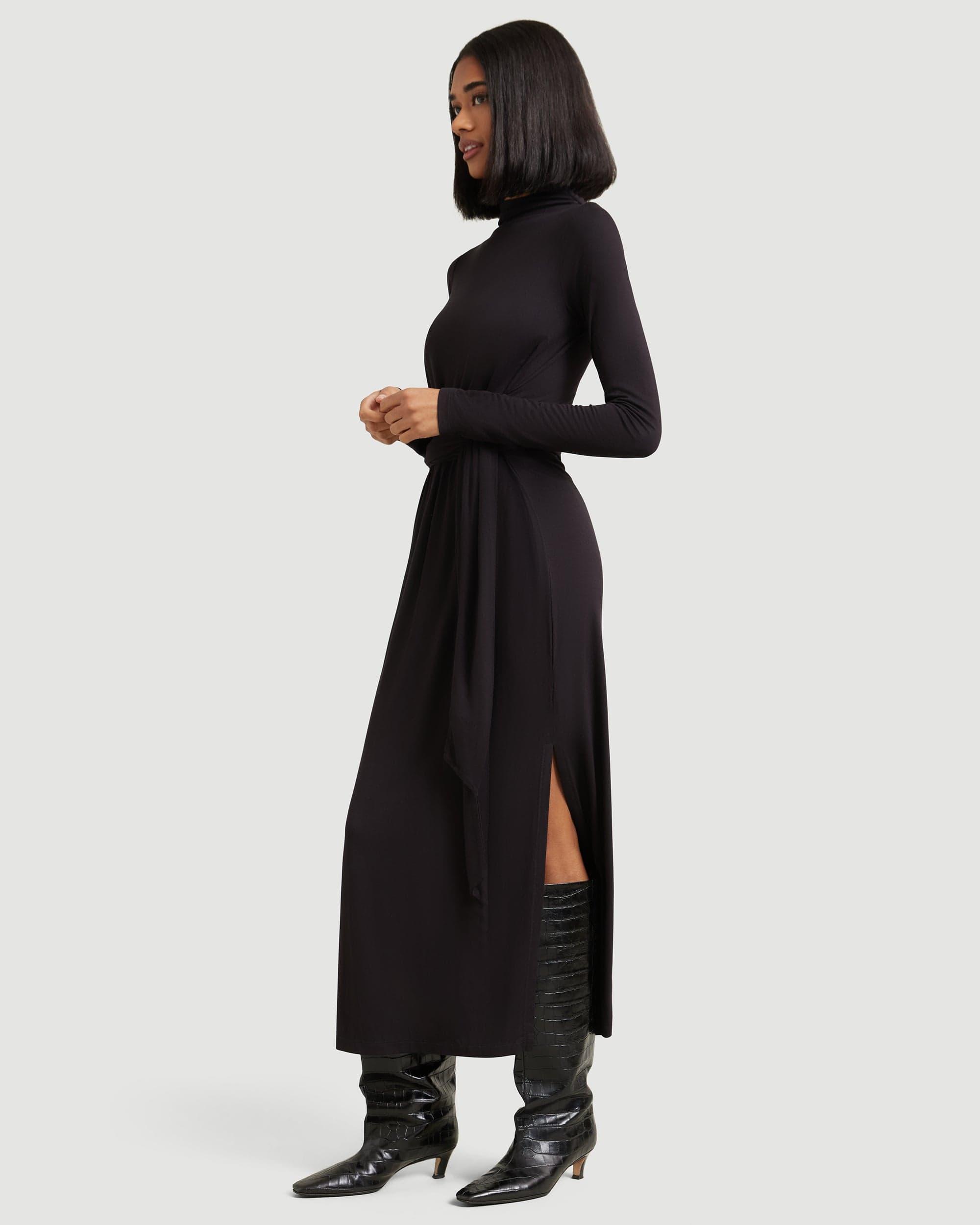 Vero Tie-Front Long-Sleeve Dress Product Image