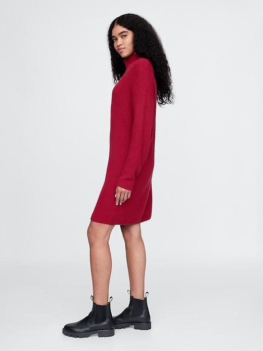 CashSoft Rib Turtleneck Mini Sweater Dress Product Image