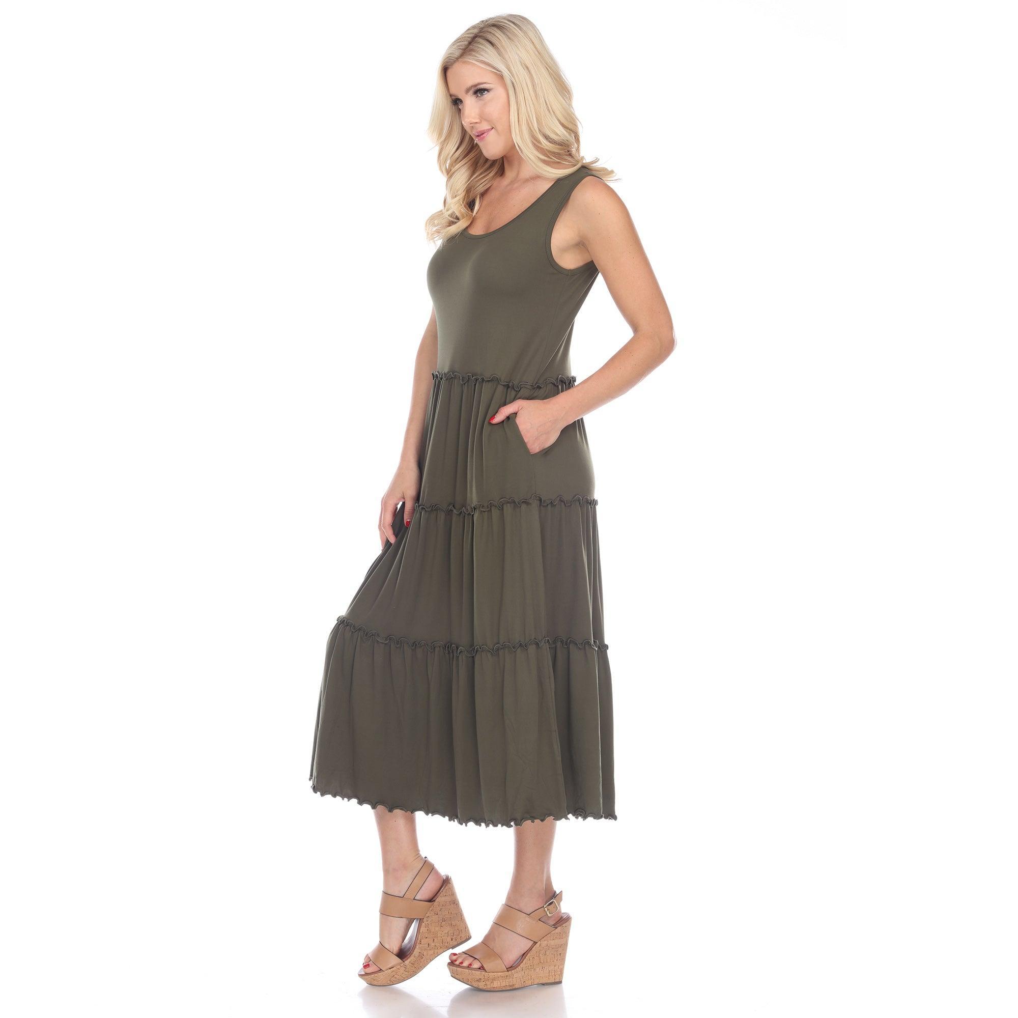 Scoop Neck Tiered Midi Dress Product Image