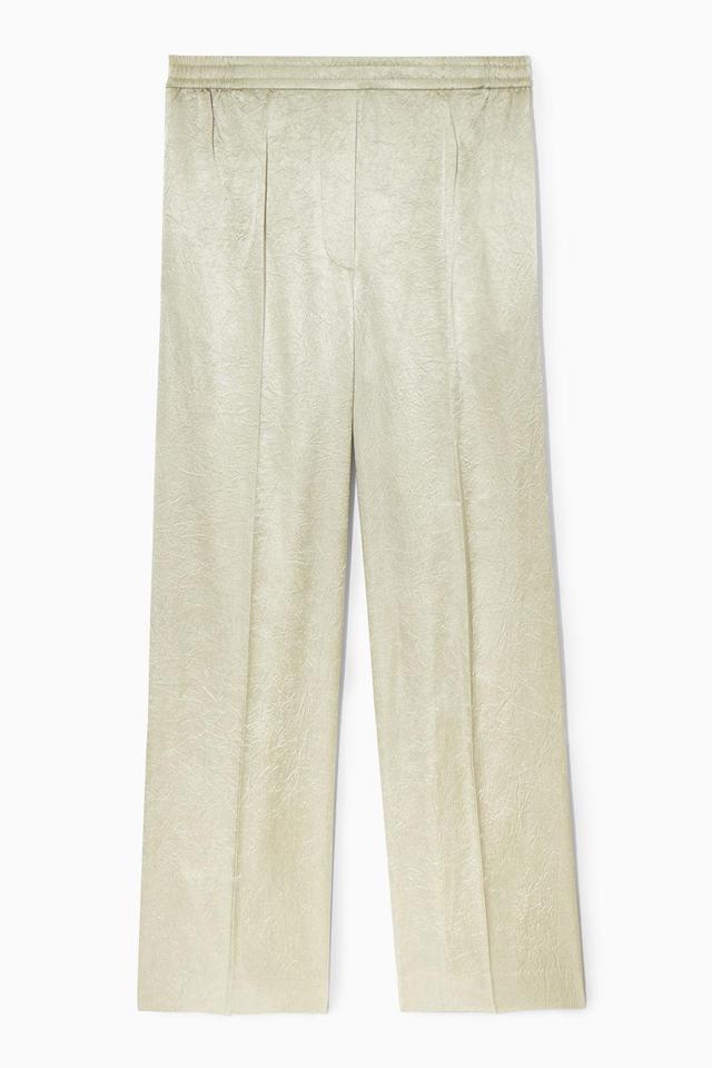 STRAIGHT-LEG CRINKLED-SATIN PANTS Product Image