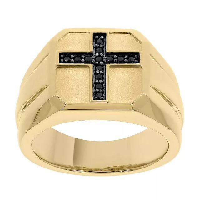 Mens 1/6 Carat T.W. Black Diamond Cross Ring Gold Tone Product Image