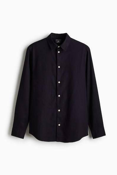 Regular Fit Linen-Blend Shirt Product Image