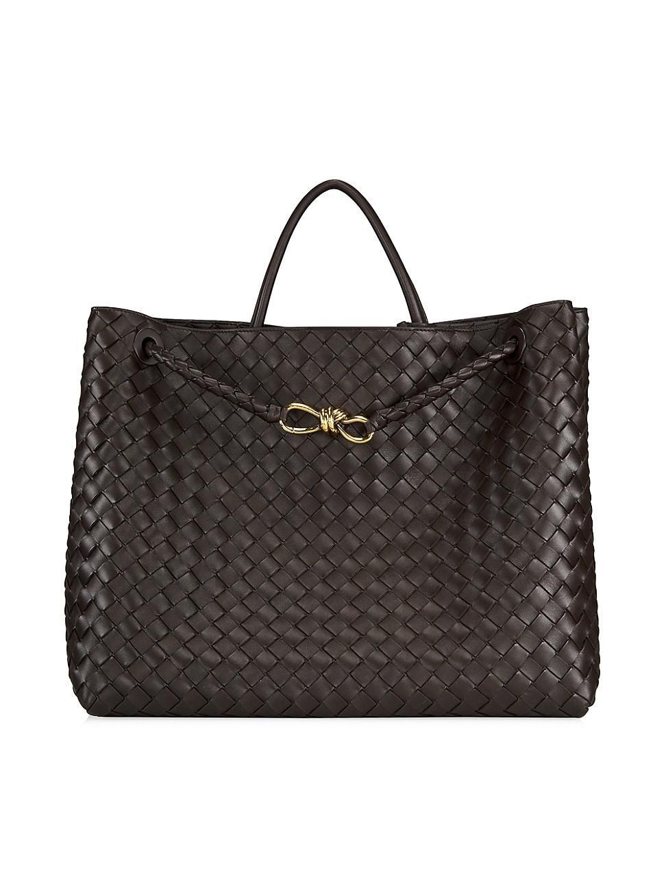 Bottega Veneta - Large Andiamo Intrecciato Leather Tote Bag - Brown - OS - Moda Operandi Product Image