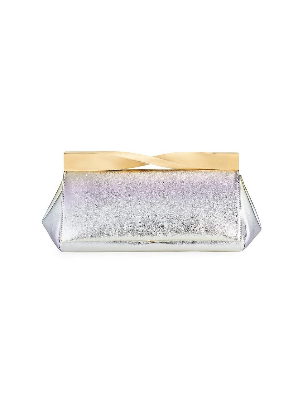 Womens Twist Iridescent Leather Clutch Product Image