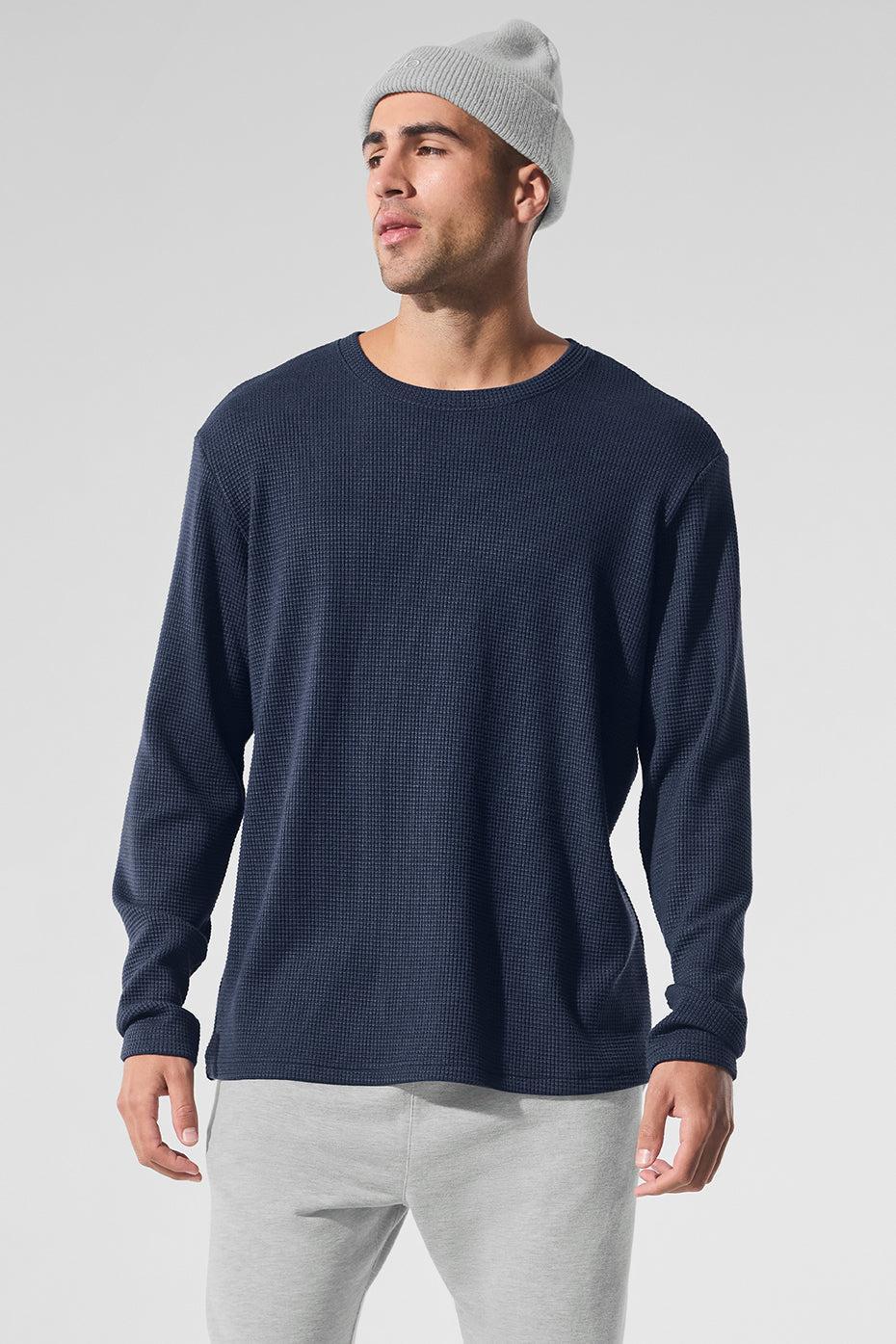 Elevate Waffle Long Sleeve Crew - Navy Male Product Image