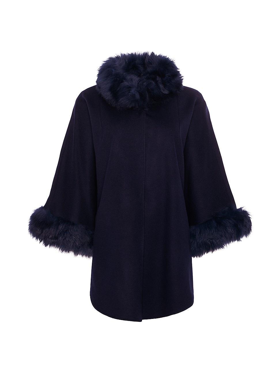 Womens Cashmere and Wool Blend Cape with Select Lamb Trim Product Image