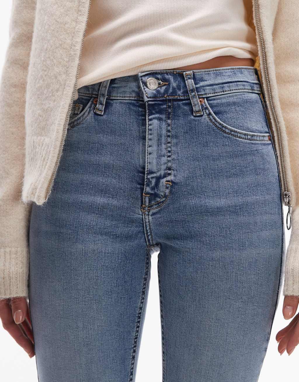 Topshop high rise Jamie jeans in bleach Product Image