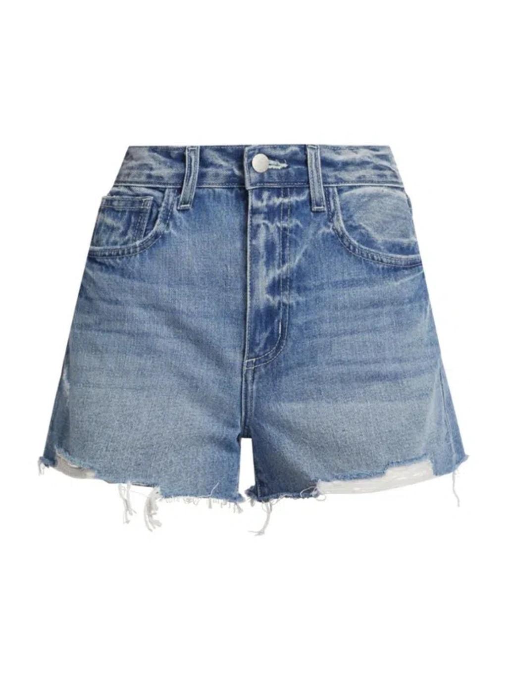 L'agence Beck High Waist Cutoff Denim Shorts In Santee Destruct Product Image