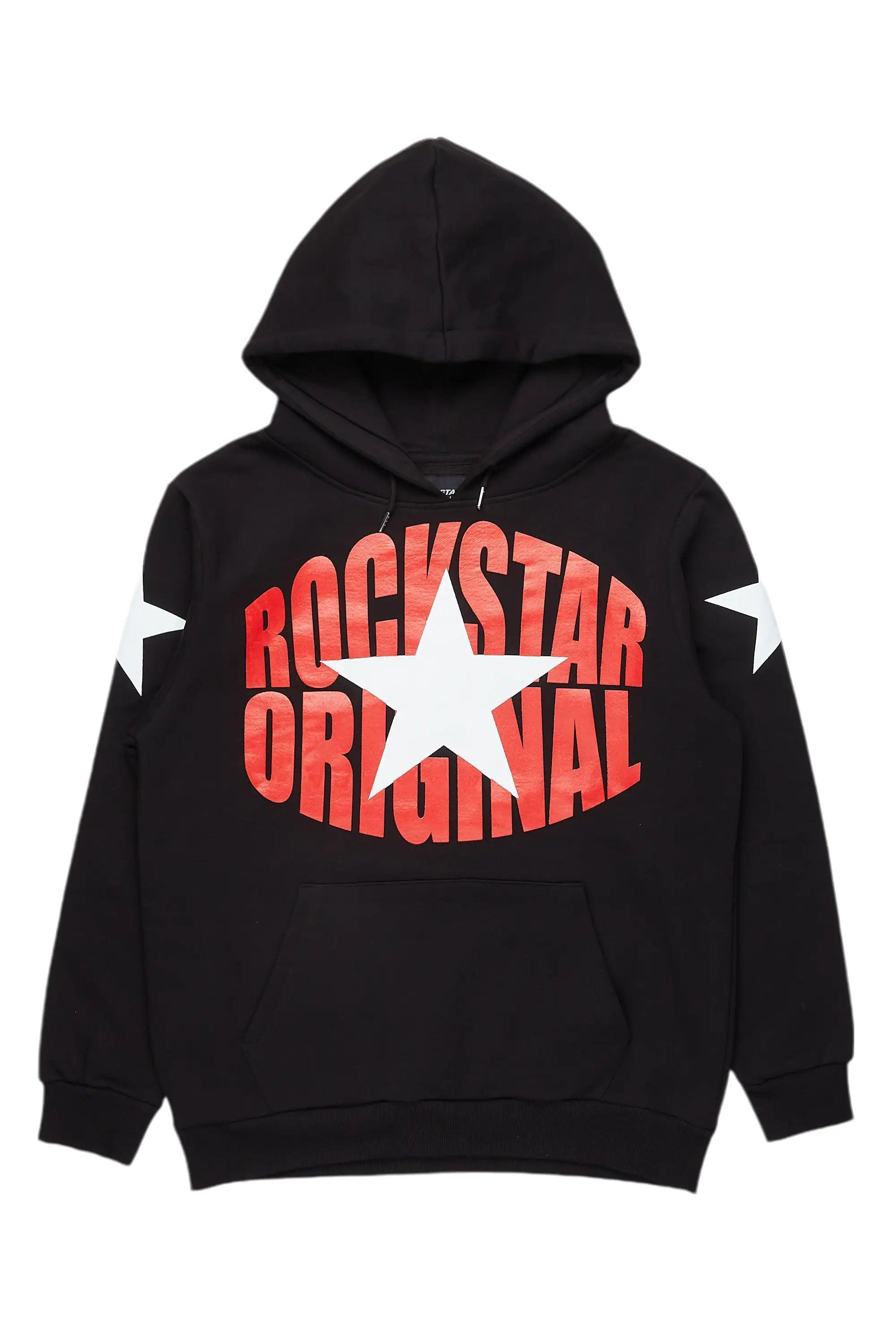 Hachi Black/Red Graphic Hoodie Male Product Image