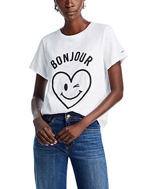 Womens Bonjour Smiling Heat Graphic Cotton T-Shirt Product Image