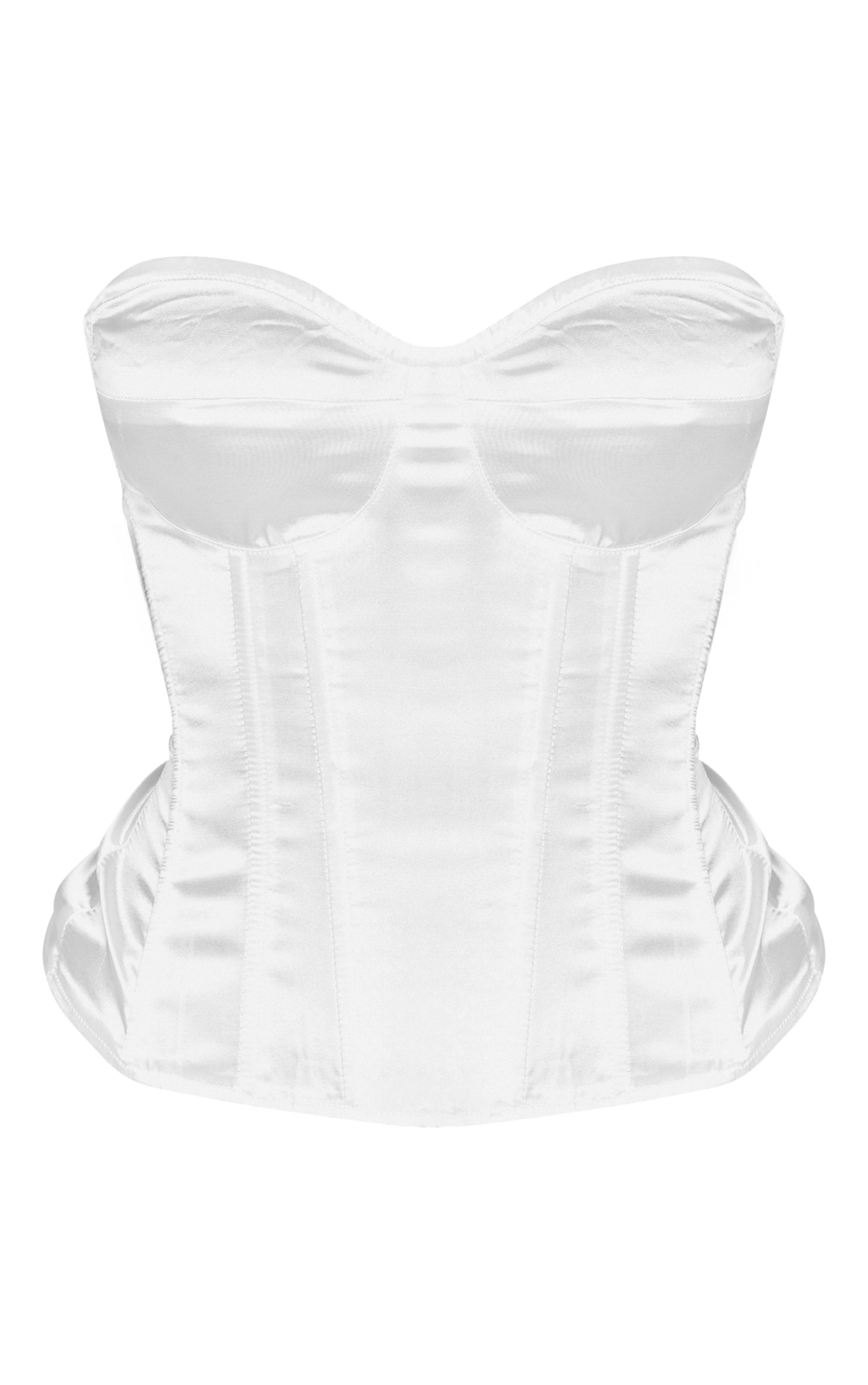 Petite White Satin Corset Product Image