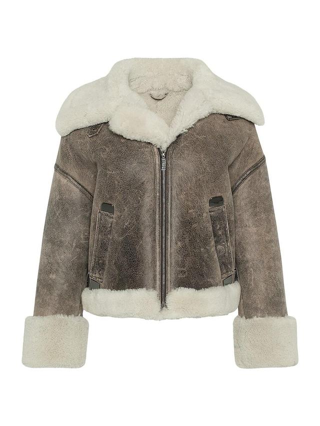 Womens Shearling Lamb Jacket Product Image