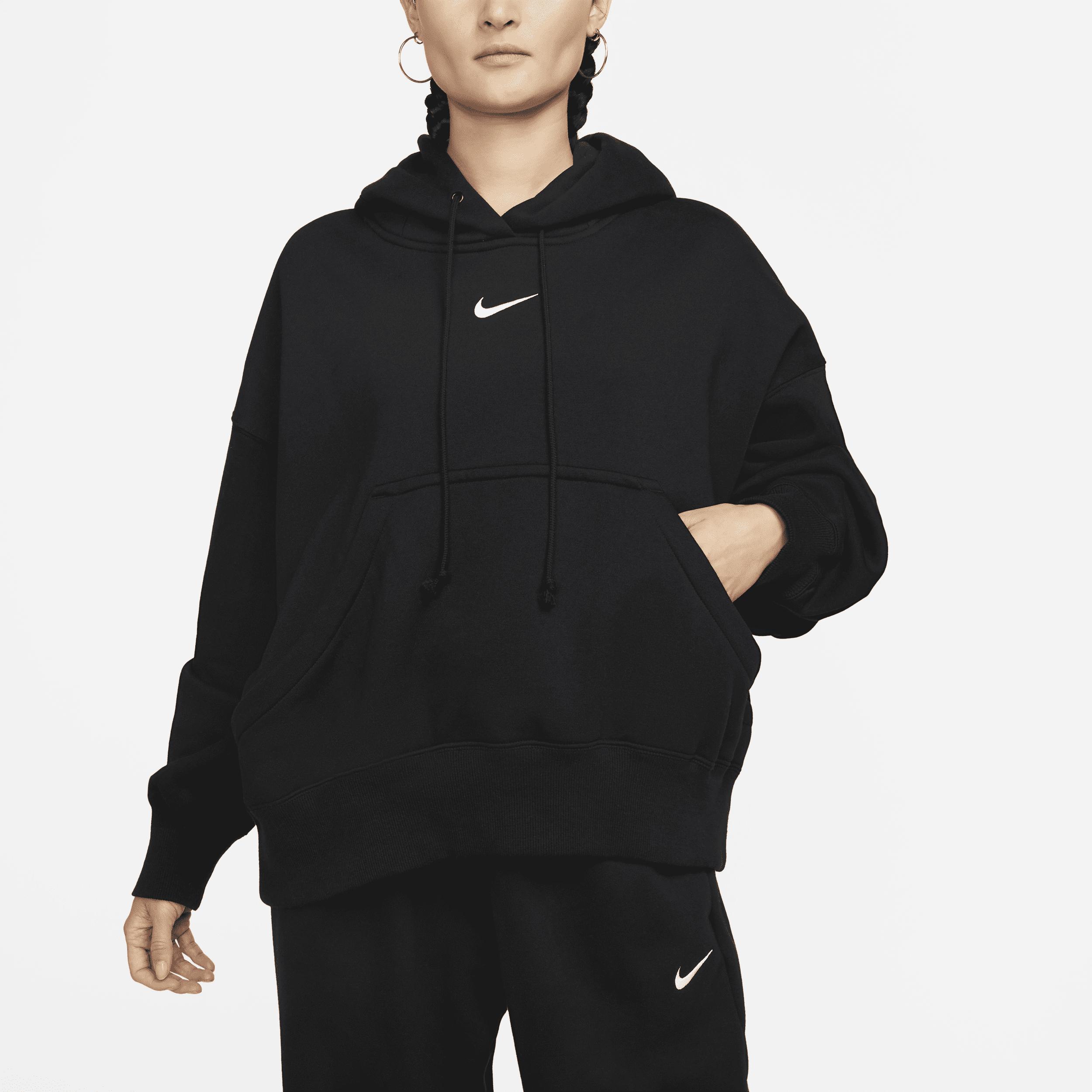 Nike Phoenix Fleece super oversized hoodie in black Product Image