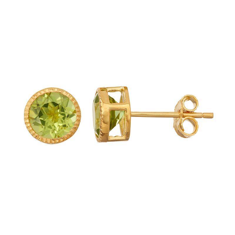 Designs by Gioelli 14k Gold Over Silver Peridot Stud Earrings, Womens, Gold Tone Product Image