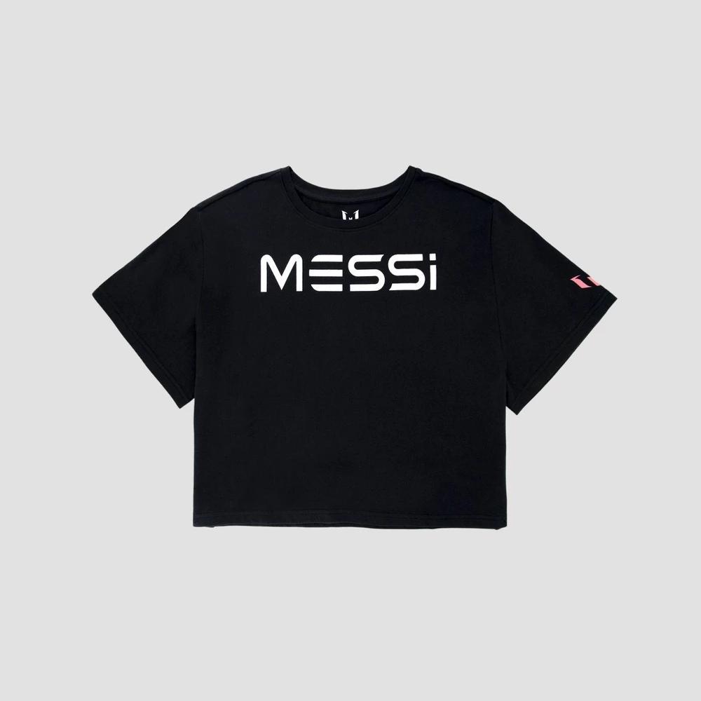 Womens Messi Short Sleeve Graphic Crop Top Product Image