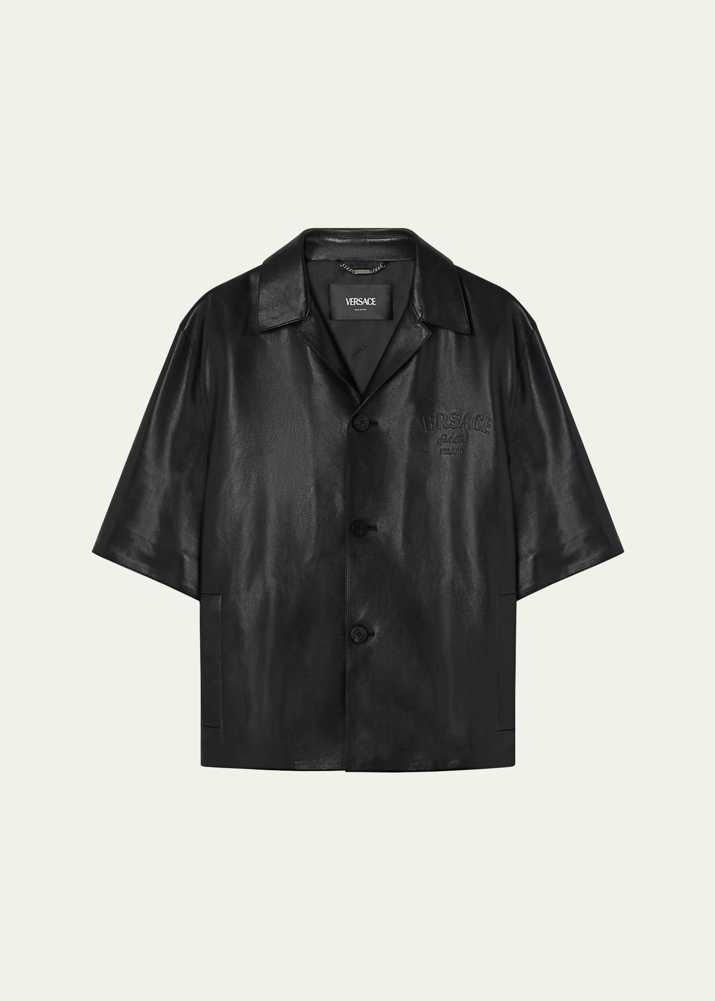 Men's Smooth Leather Camp Shirt Product Image