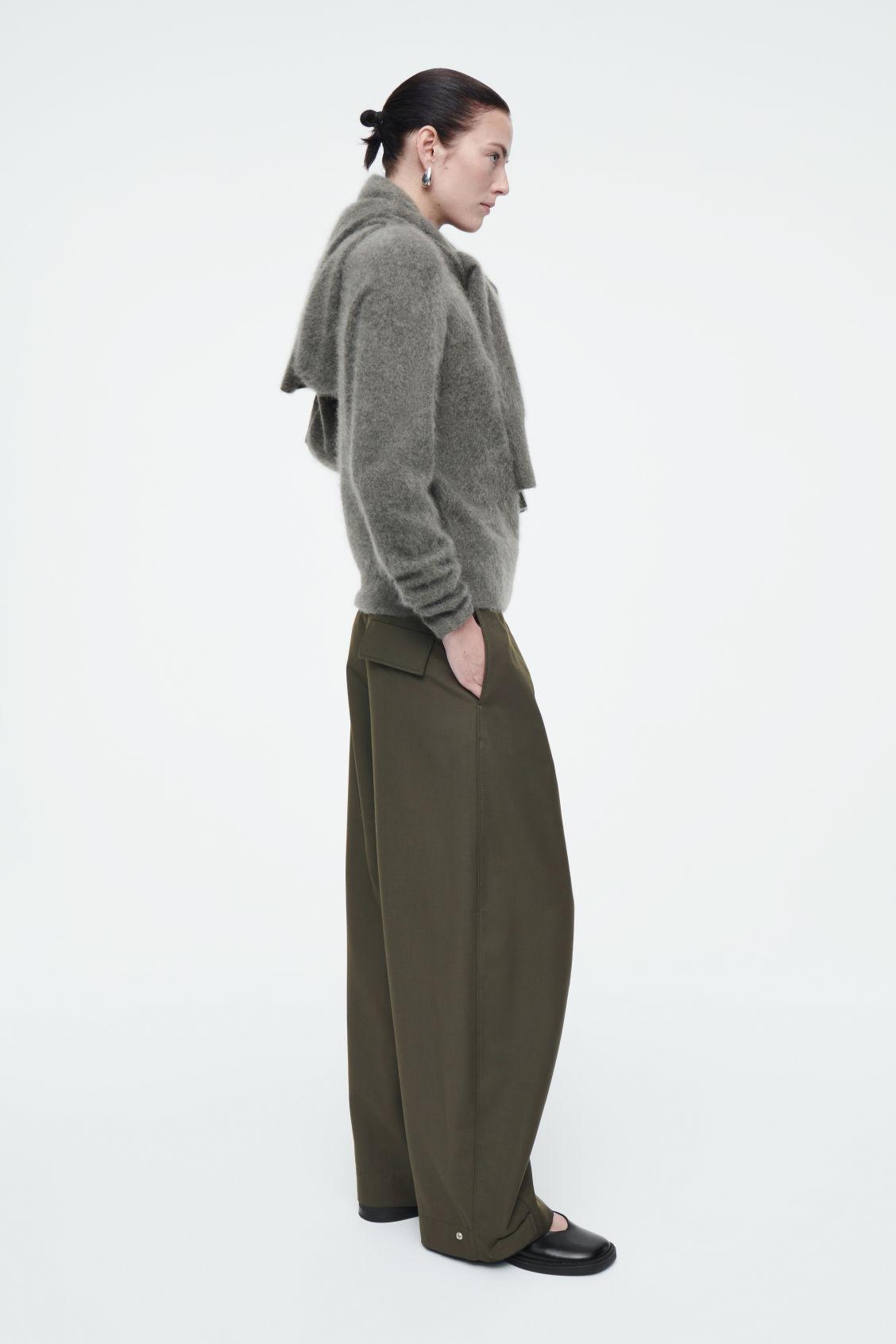 WOOL BARREL-LEG UTILITY TROUSERS Product Image