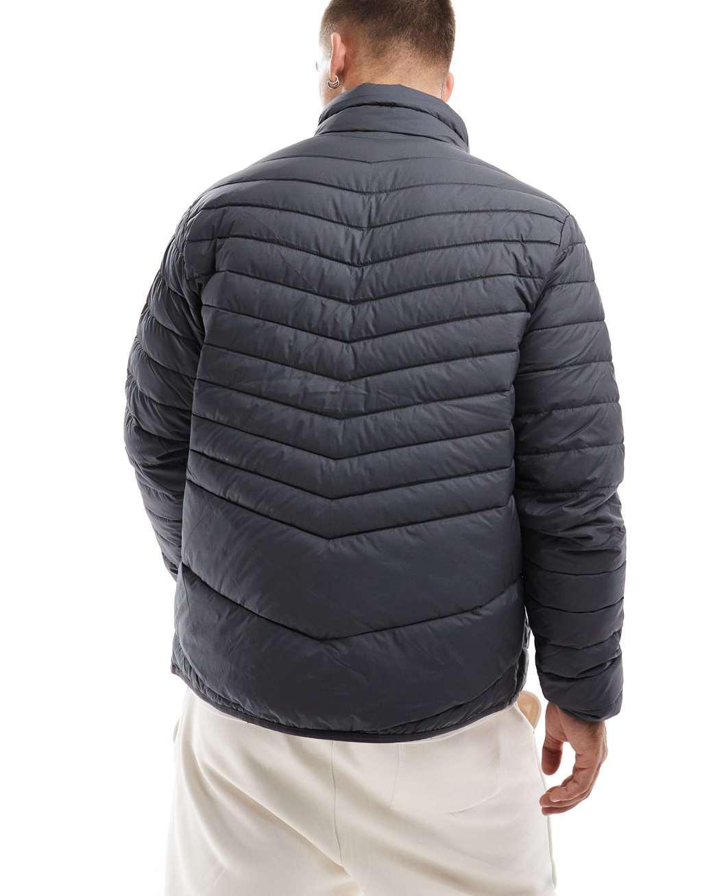 Jack & Jones packable padded jacket with stand collar in dark gray Product Image