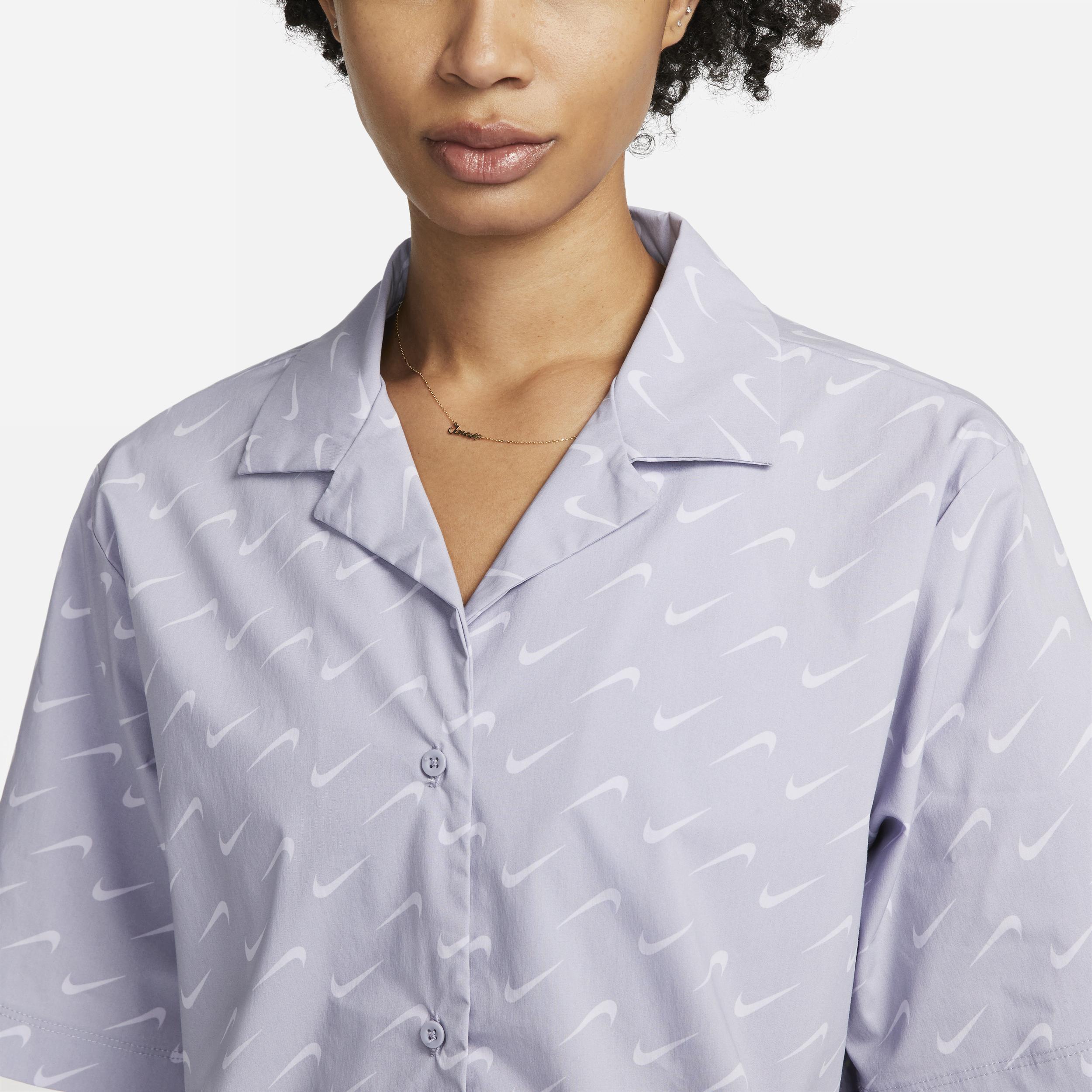 Nike Womens Nike NSW Everyday MOD Woven Short Sleeve Top - Womens Indigo Haze Product Image