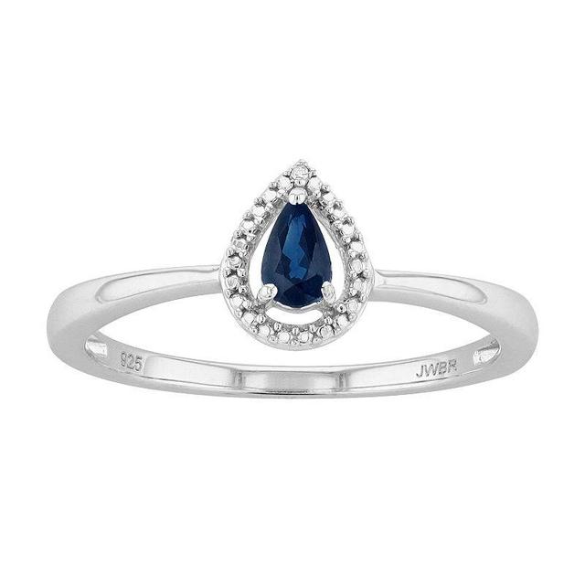 Sterling Silver Sapphire & Diamond Accent Teardrop Ring, Womens Product Image