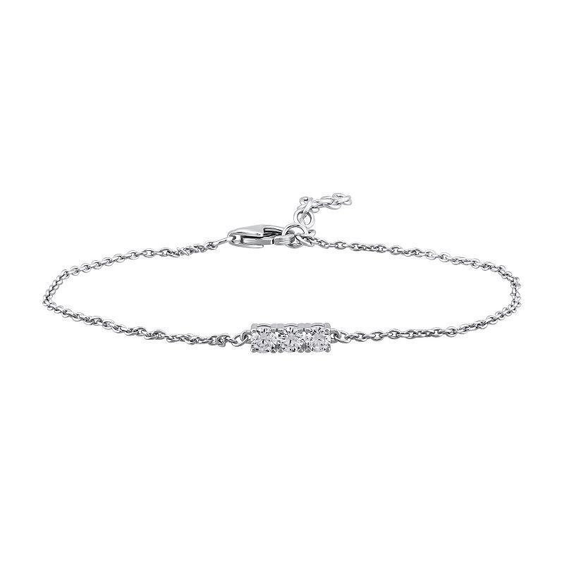 OLIVIA AND HARPER Sterling Silver Three Stone Cubic Zirconia Bracelet, Womens Product Image