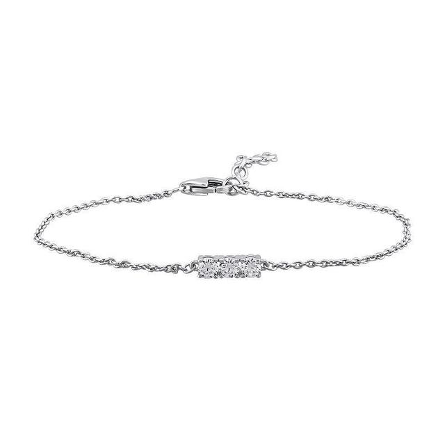 OLIVIA AND HARPER Sterling Silver Three Stone Cubic Zirconia Bracelet, Womens Product Image