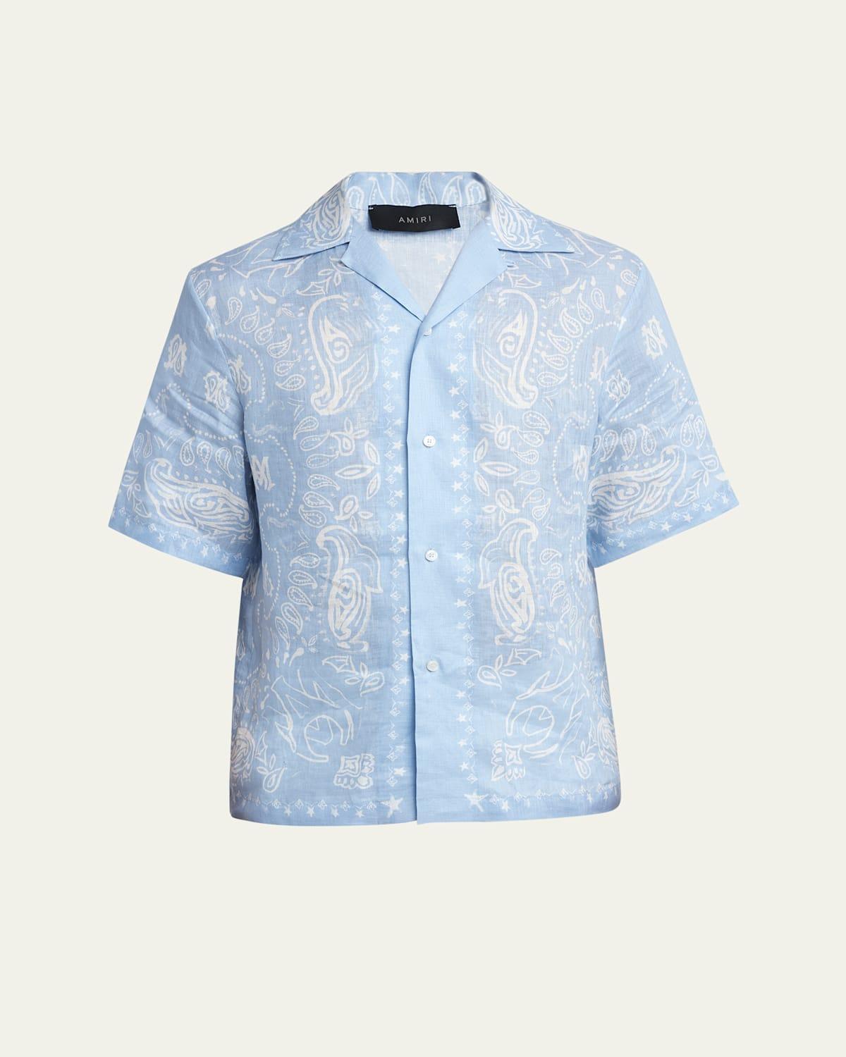 Mens Linen Bandana Camp Shirt Product Image