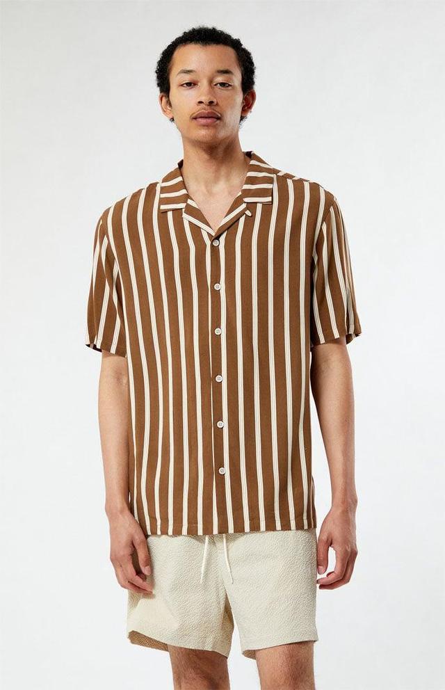 Men's Striped Camp Shirt - Product Image