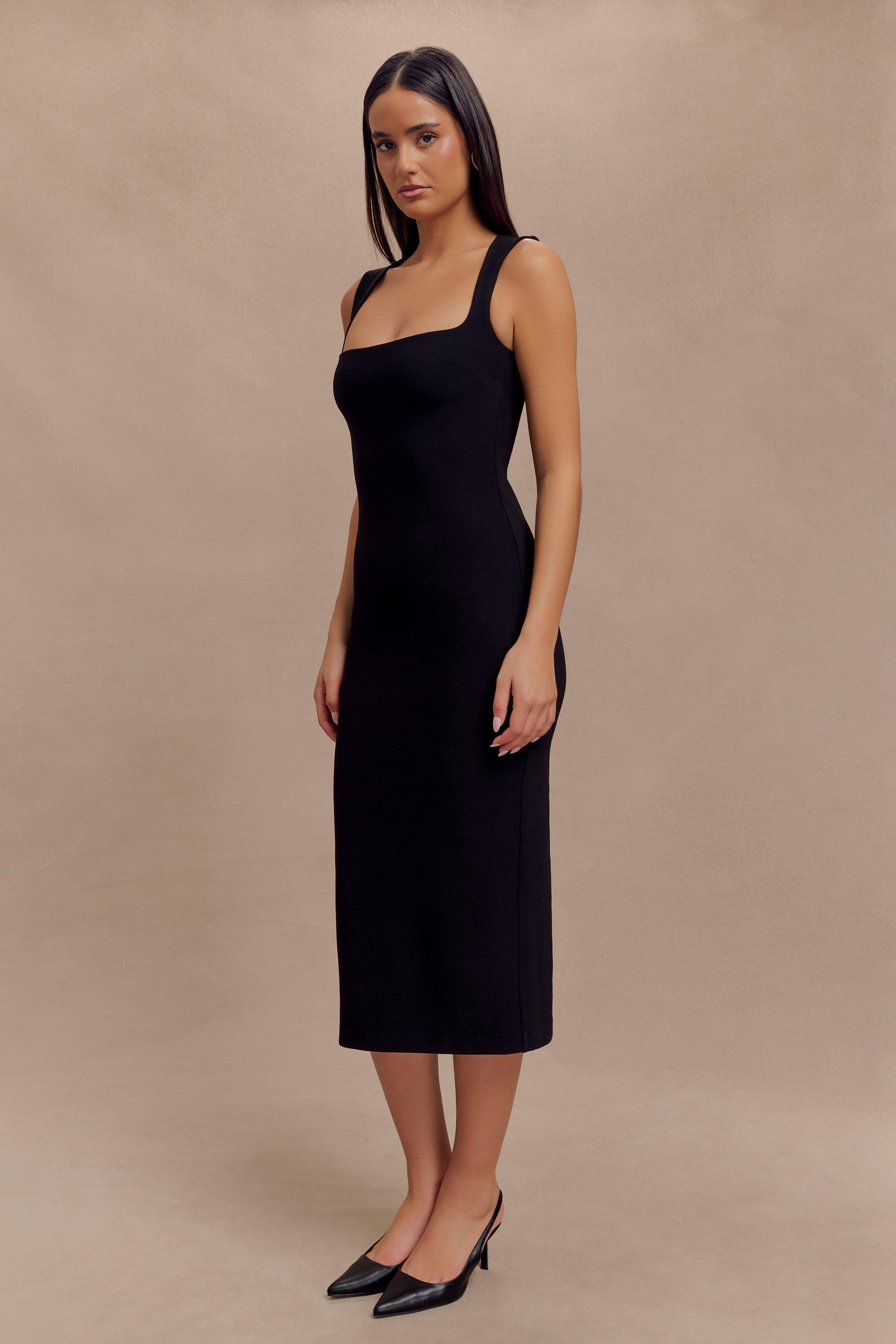 Frida Crepe Midi Dress - Black Product Image