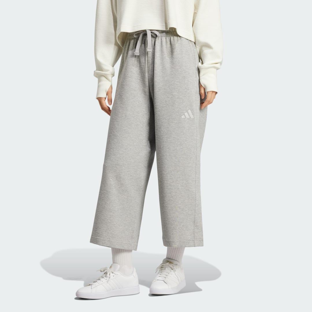 adidas ALL SZN Rib 7/8-Length Wide Leg Pants Medium Grey Heather S Womens product image