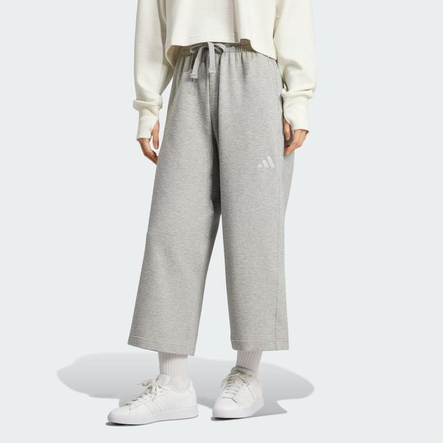 adidas ALL SZN Rib 7/8-Length Wide Leg Pants Medium Grey Heather S Womens Product Image