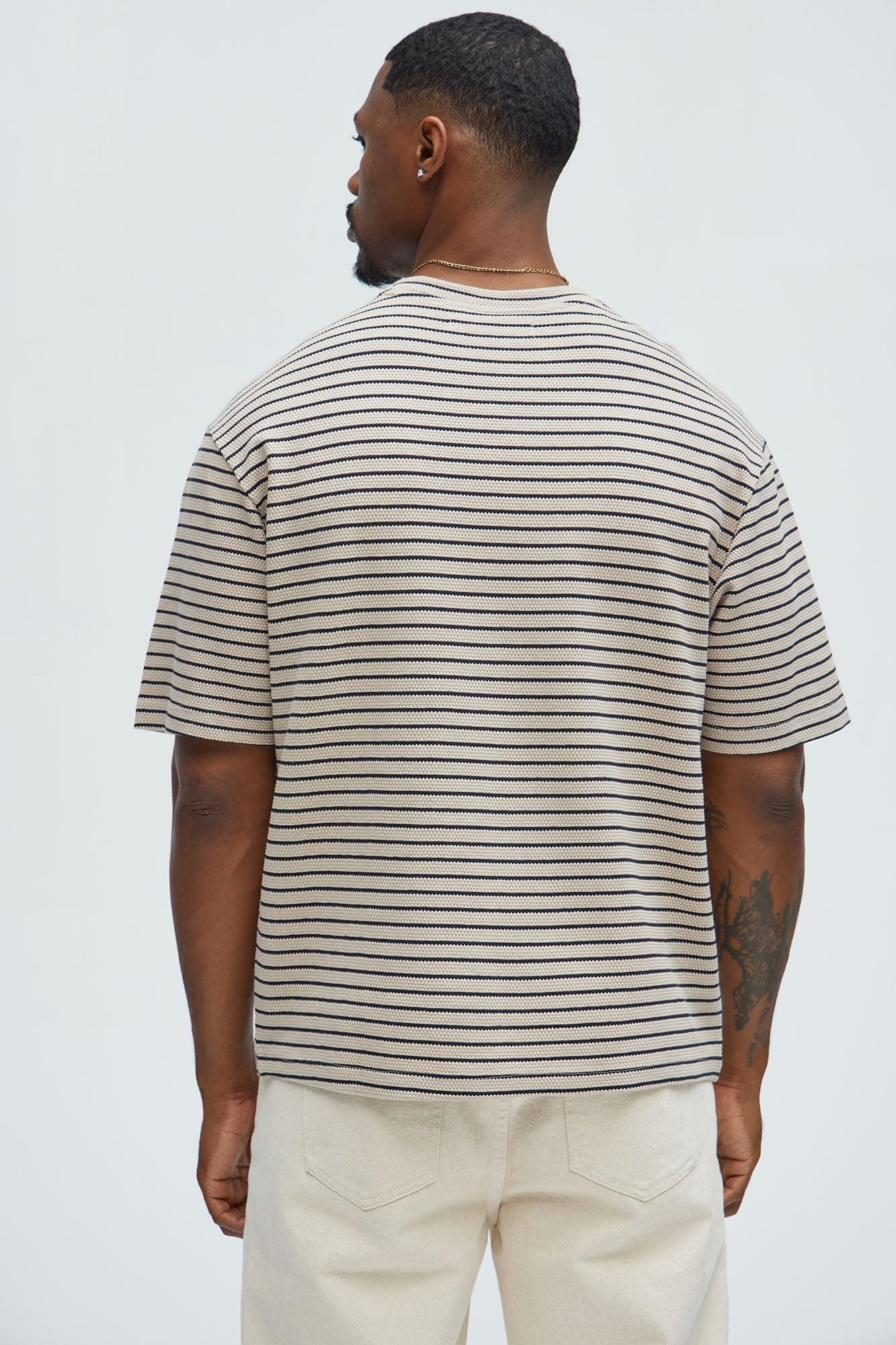 Honeycomb Striped Relaxed Short Sleeve - Cream/combo Product Image