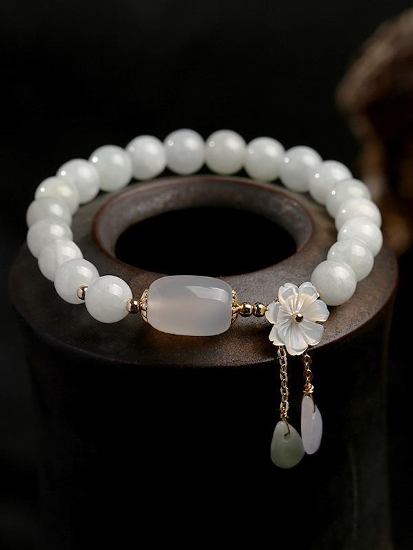 National Jade Beads&Flower Handmade Bracelet Product Image