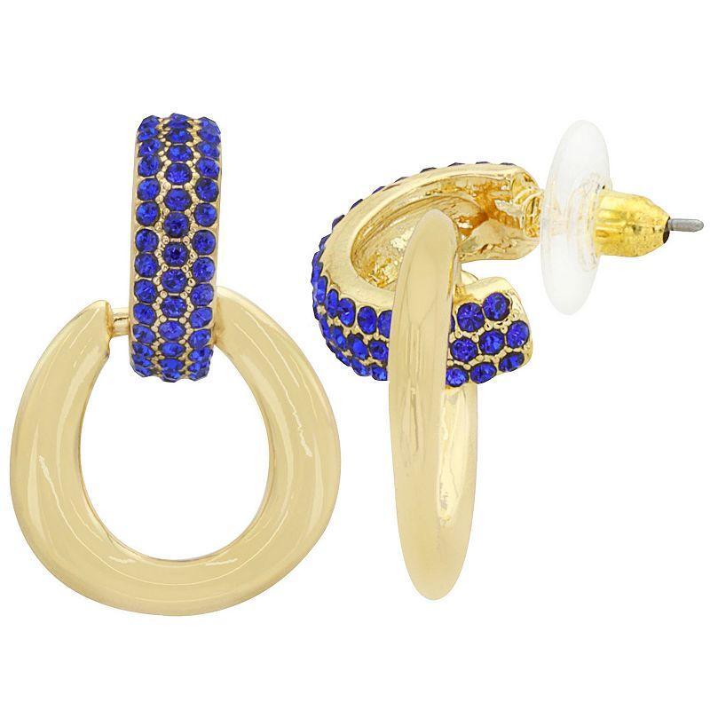 PANNEE BY PANACEA Gold Tone Crystal Hoop Link Earrings, Womens, Blue Product Image