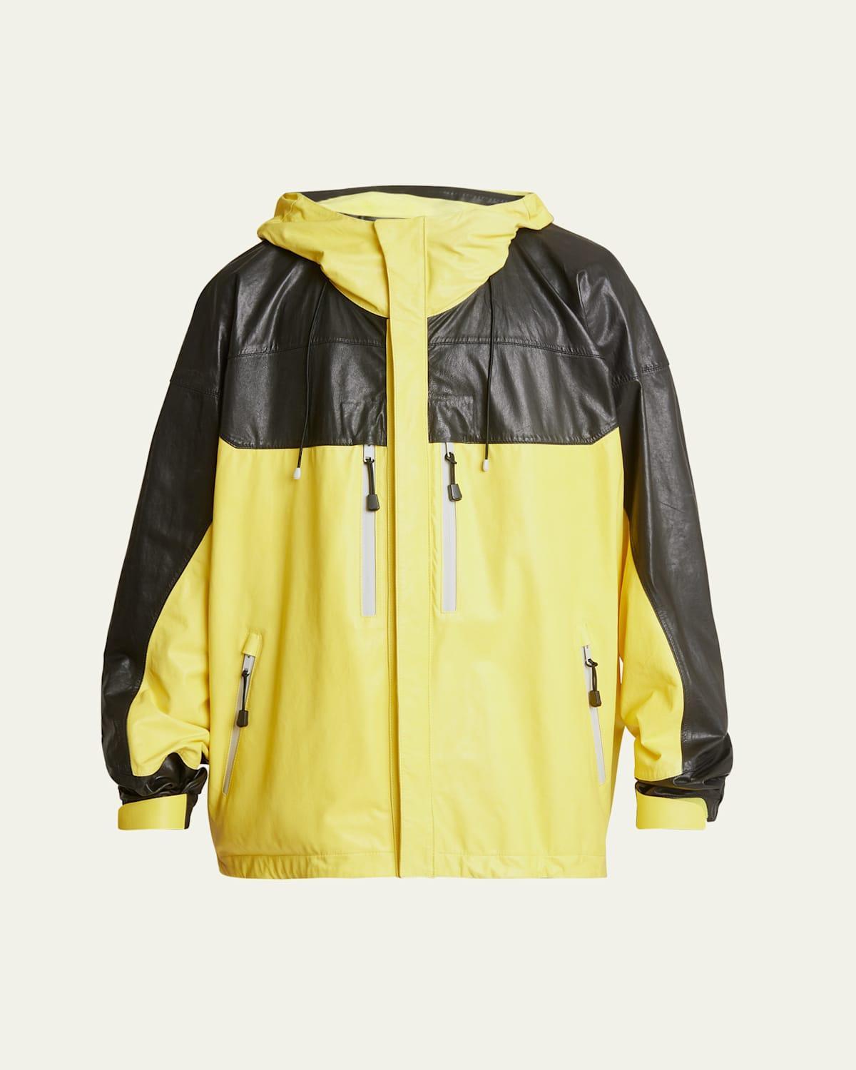 Mens Oversized Colorblock Leather Anorak Product Image