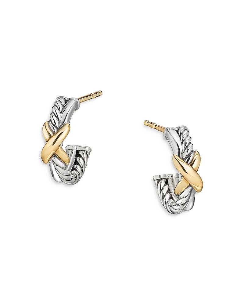 Womens Petite X Mini Hoop Earrings With 18K Yellow Gold - Gold Silver Product Image