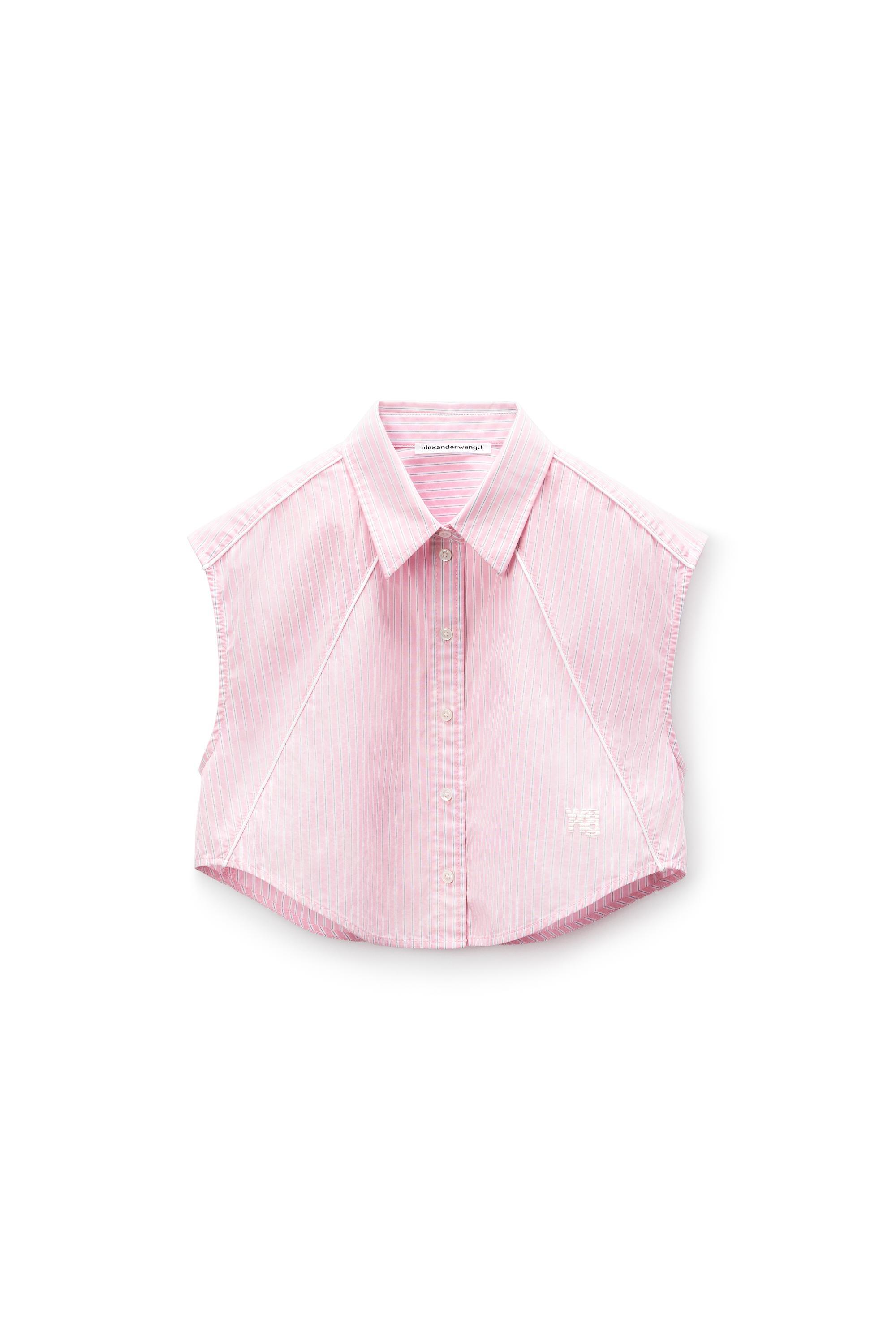 Cropped Sleeveless Button-up Shirt In Cotton Product Image