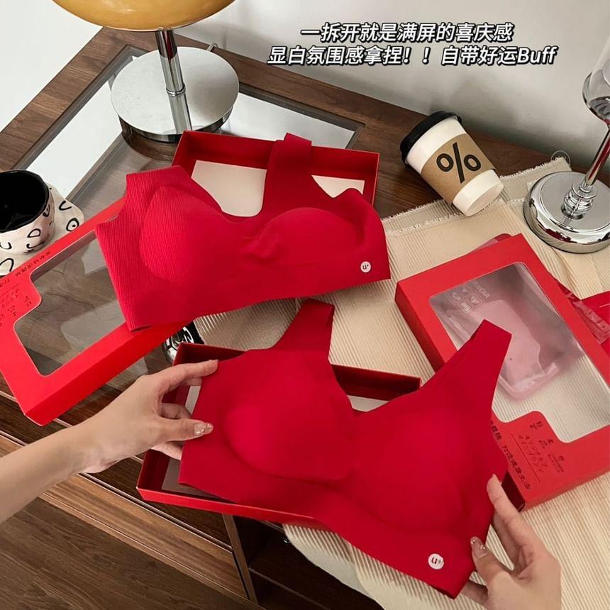 Set: Plain Seamless Wireless Bra + Panty Product Image