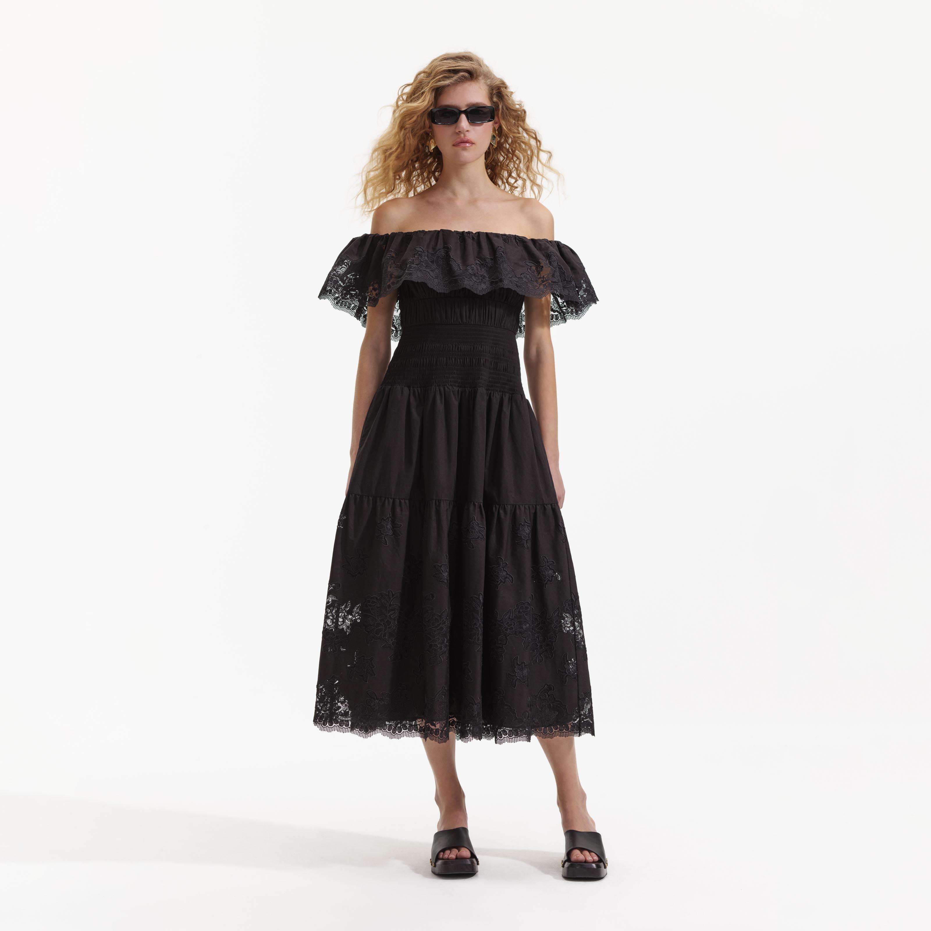 Black Cotton Midi Dress product image