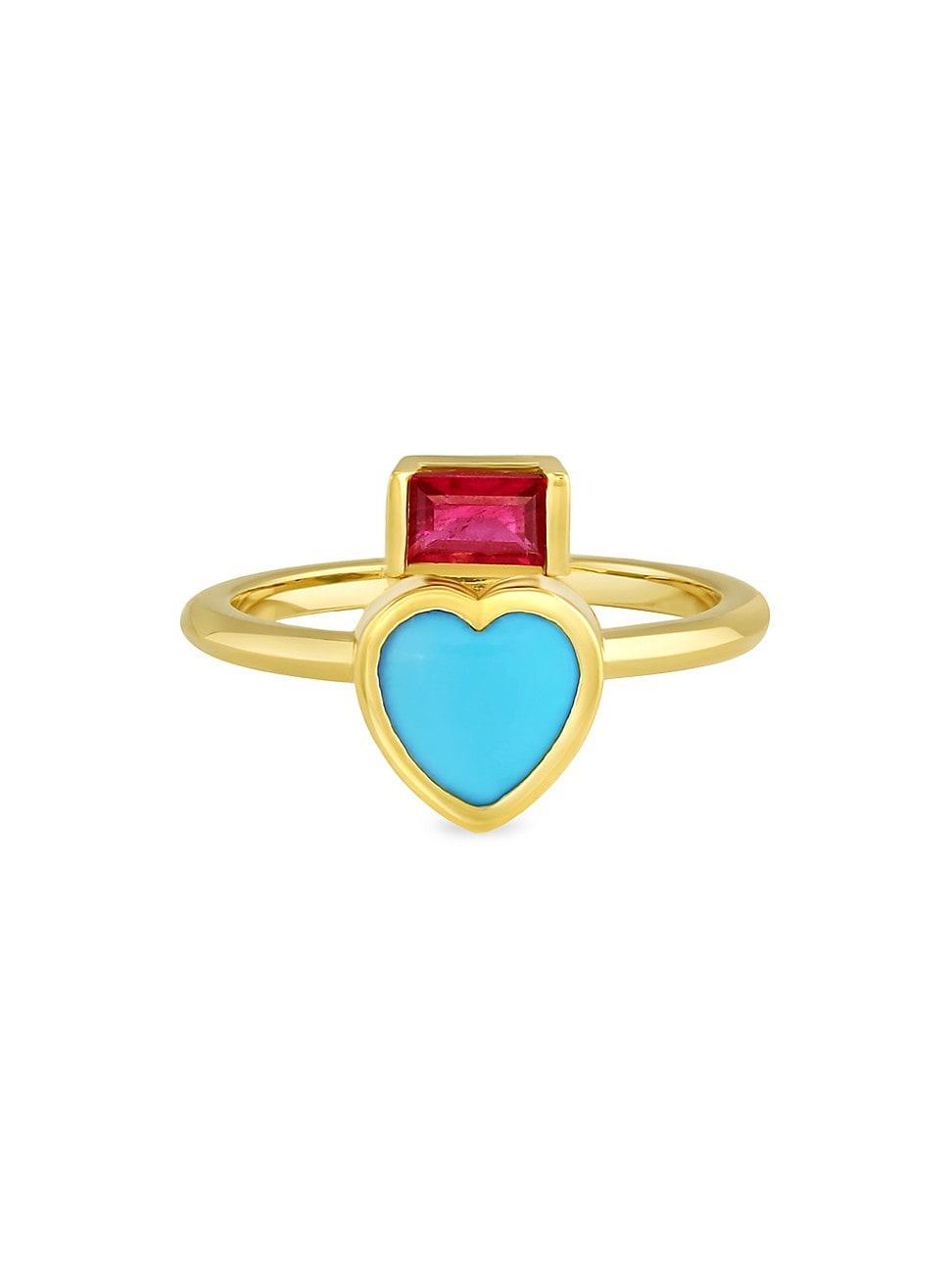 Womens Tillya Tepe 18K Yellow Gold, Turquoise & Ruby Ring Product Image