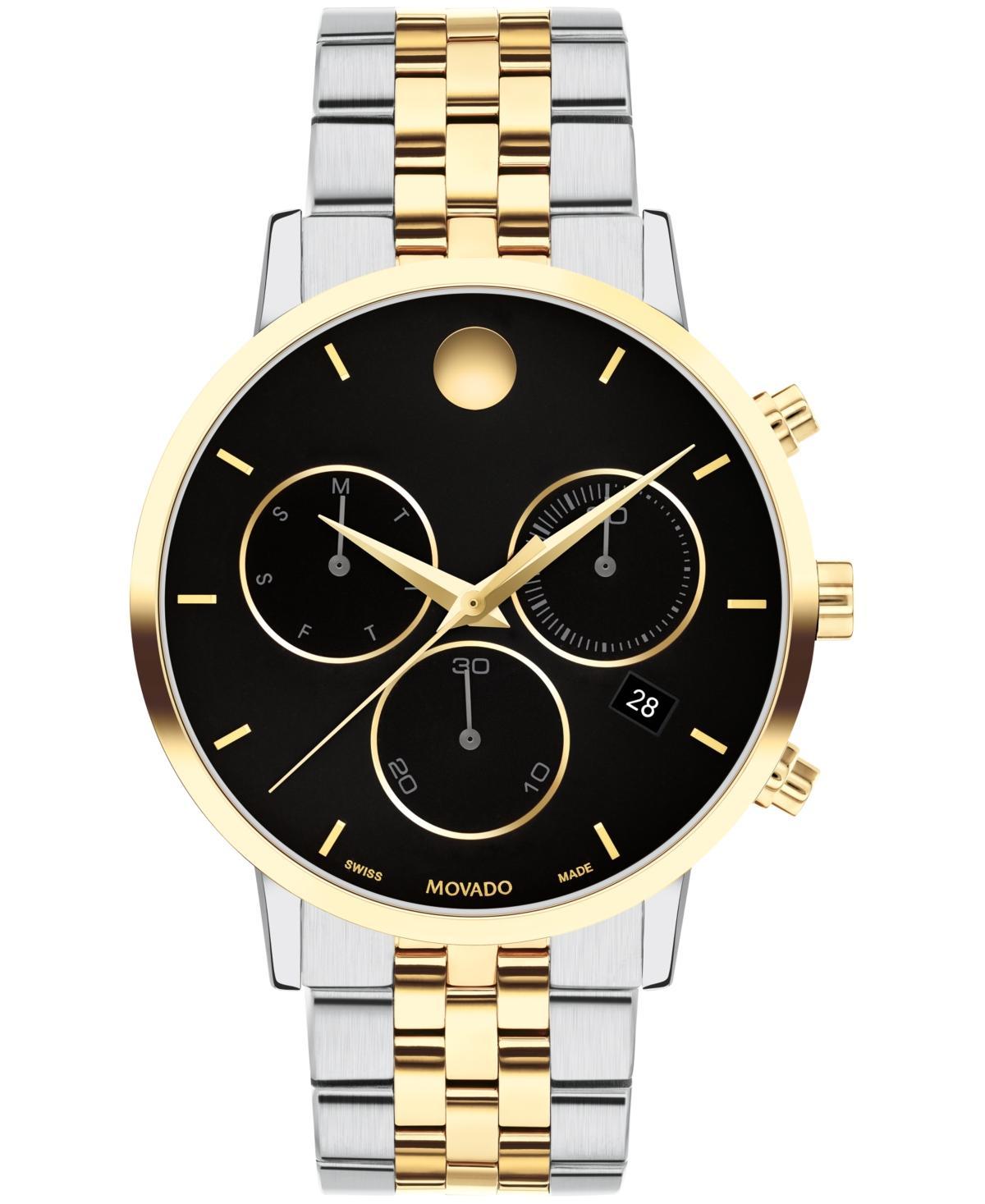 Men's Movado MuseumÂ® Classic Two-Tone PVD Chronograph Watch with Black Dial and Date Window (Model: 0607777) Product Image