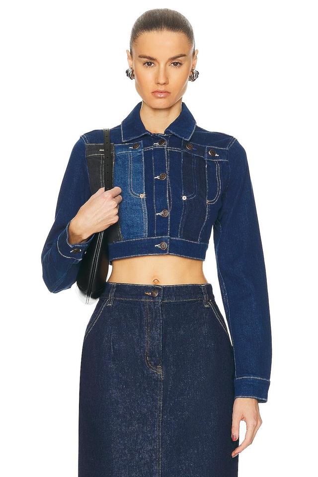 Moschino Jeans Blue Stretch Denim Jacket in Blue Product Image