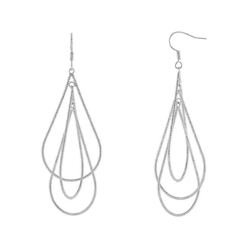 PRIMROSE Triple Diamond Cut Teardrop Earrings, Womens, Silver Tone Product Image