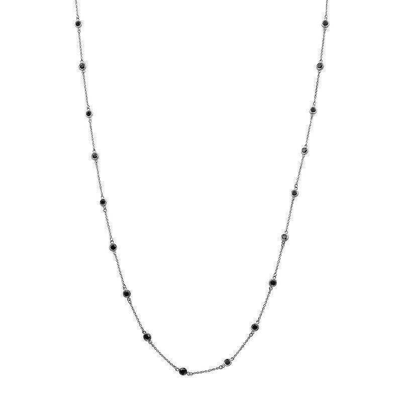 Jewelexcess Sterling Silver 1 Carat T.W. Black Diamond Station Necklace, Womens Product Image