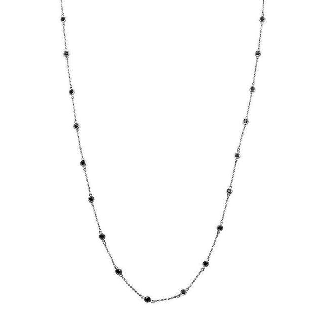 Jewelexcess Sterling Silver 1 Carat T.W. Black Diamond Station Necklace, Womens Product Image