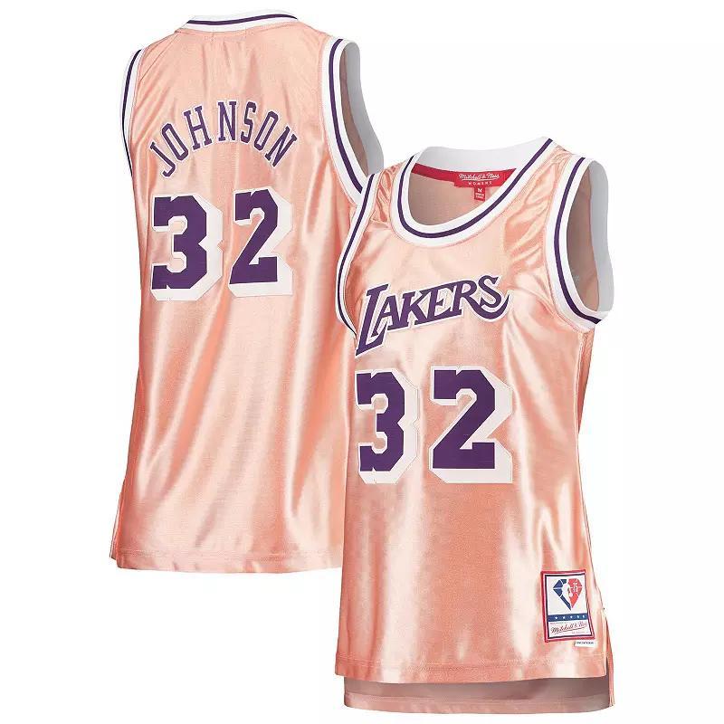 Womens Mitchell & Ness Magic Johnson Los Angeles Lakers 75th Anniversary Rose Gold 1984 Swingman Jersey Product Image