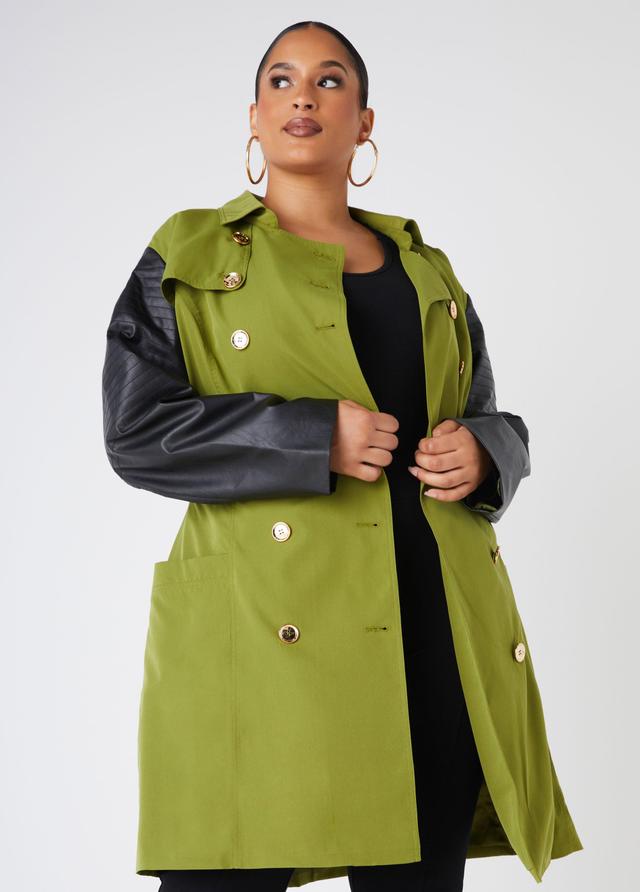 Leather Paneled Trench Coat Product Image