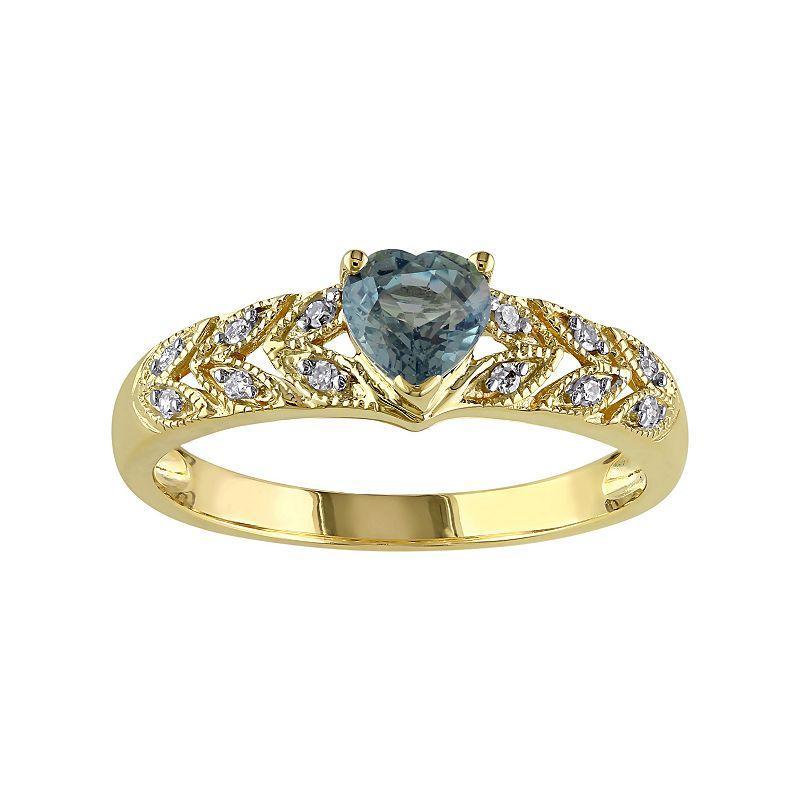 Stella Grace Green Sapphire & Diamond Accent 10k Gold Heart Ring, Womens Product Image