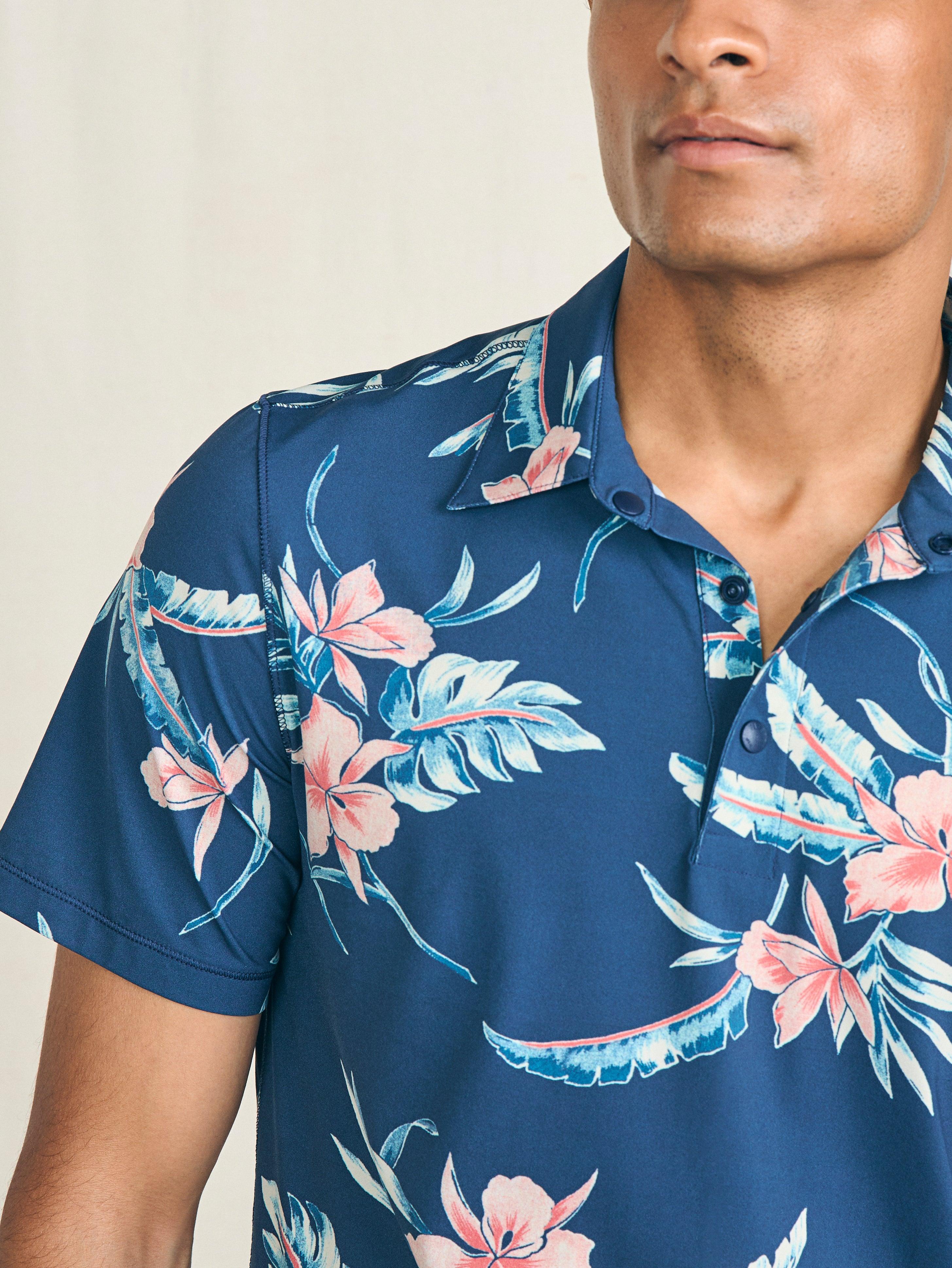 Shorelite Short-Sleeve Tech Polo - Navy Island Orchid Male Product Image